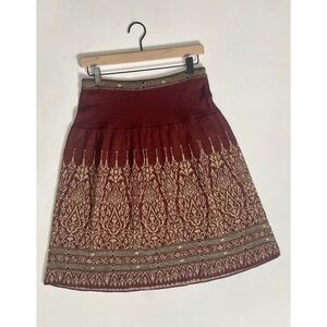 PERUVIAN CONNECTION Metallic Alpaca Silk Knit Skirt Elastic Waist Knitwear Small